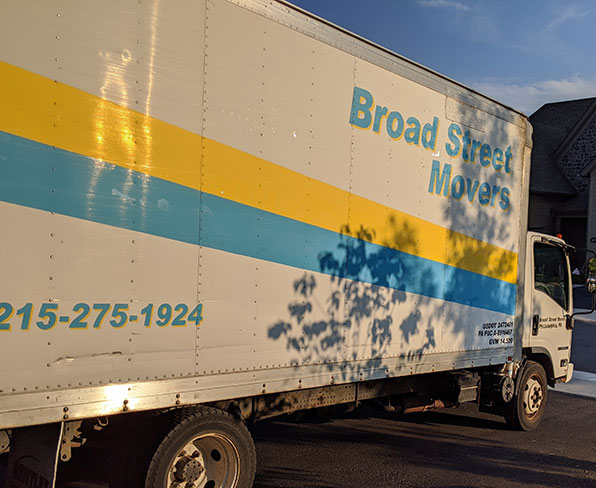 A Broad Street Movers truck after moving a family from Philadelphia to the nearby Philly suburbs.