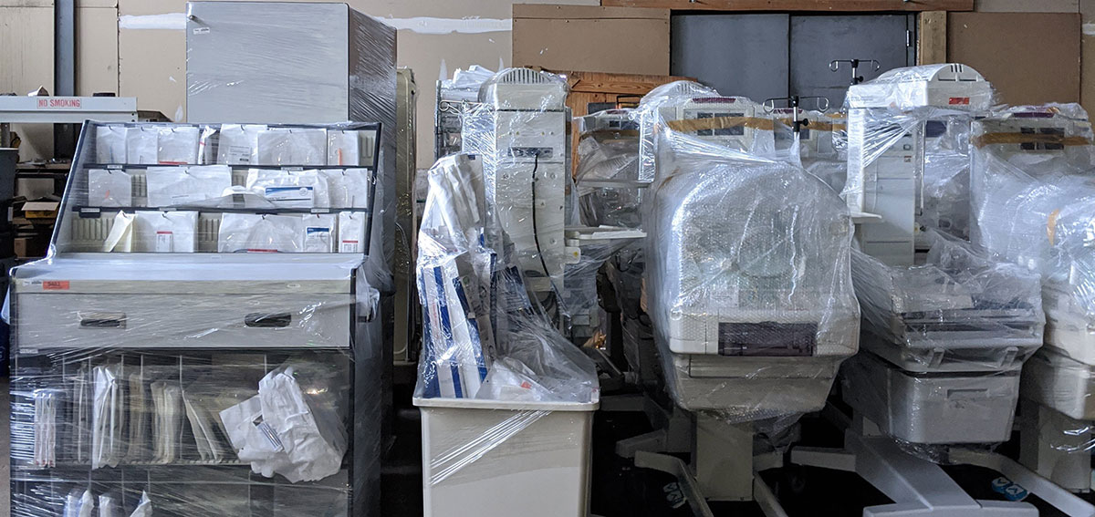 Machinery neatly packed and wrapped for a corporate move featuring industrial equipment in the Philadelphia suburbs.